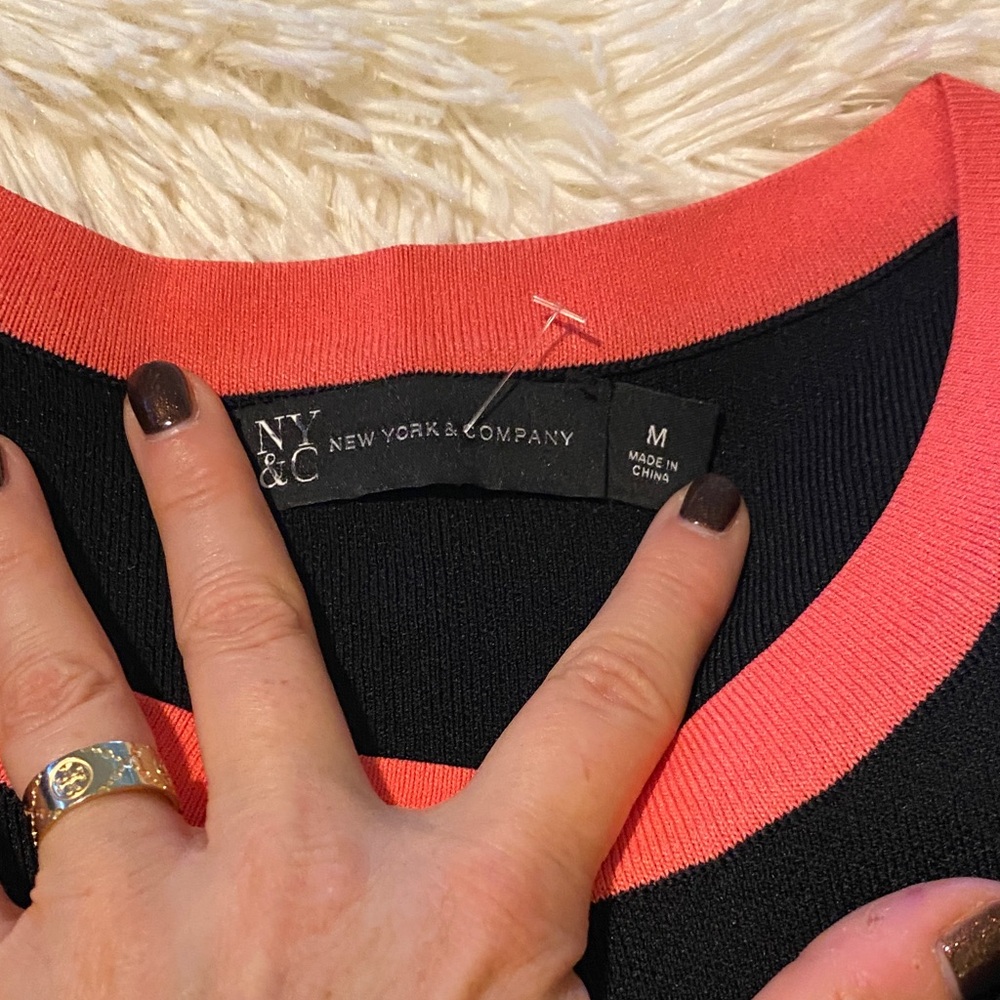 New York & Company Black Dress with Neon Accents. Throwback to the 80’s! - Picture 3 of 14